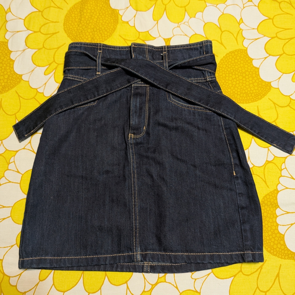 Denim Wrap Skirt - Dark Blue